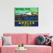 National Park Apple Crate LabelHood River, OF Canvas Afdruk (Insitu (Woonkamer))