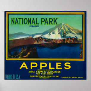 National Park Apple Crate LabelHood River, OF Poster