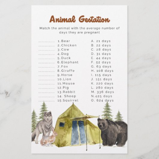 National Park Baby shower Game - Dierendracht Flyer (Voorkant)
