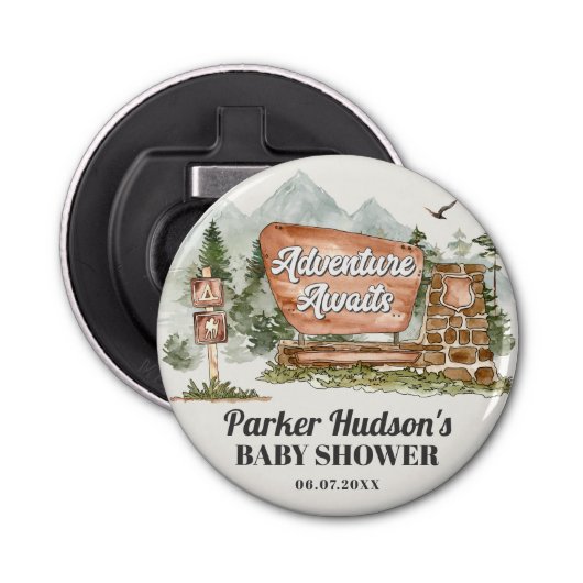 National Park baby shower Party Favorieten Button Flesopener (Voorkant)