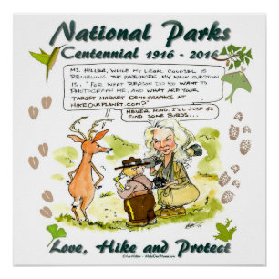 National Park Centennial Photographer Cartoon Perfect Poster