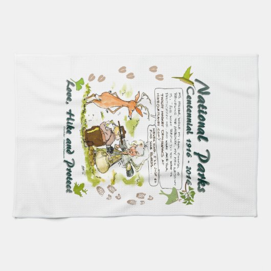 National Park Centennial Photographer Cartoon Theedoek (Horizontaal)