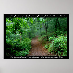 National Park Jubileum Hot Springs Mt Trail Poster