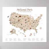 National Park Kaart Woodland Animal Nursery Print (Voorkant)