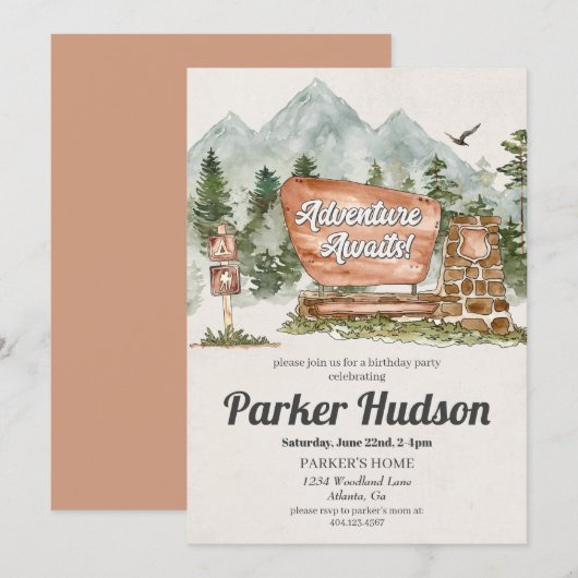 National Park Outdoor Woodland verjaardagsfeestje (Voorkant / Achterkant)