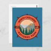 National Park Retro Compass Embleem North Cascades Briefkaart (Voorkant / Achterkant)