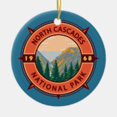 National Park Retro Compass Embleem North Cascades Keramisch Ornament (Voorkant)