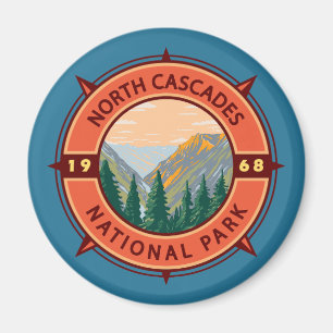 National Park Retro Compass Embleem North Cascades Magneet