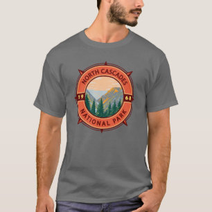 National Park Retro Compass Embleem North Cascades T-shirt