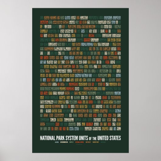 National Park System Units of the US (408) Poster (Voorkant)