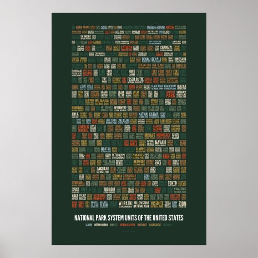 National Park System Units of the US (417) Poster (Voorkant)