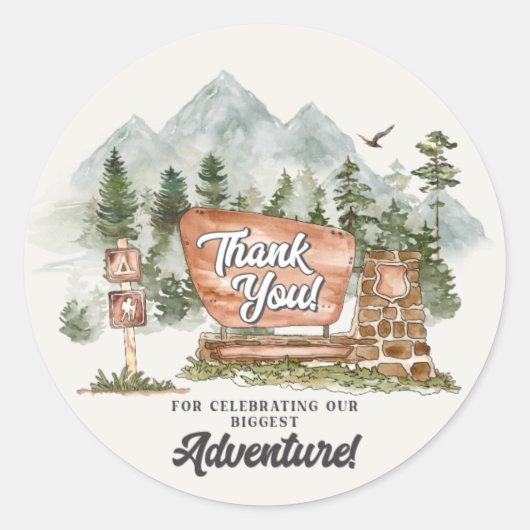National Park Woodland Favor Tag Ronde Sticker (Voorkant)