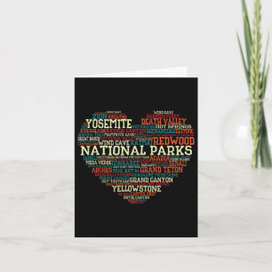 National parks List Word Cloud Heart Camping Manne Kaart