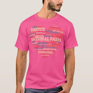 National parks List Word Cloud Heart Camping Manne T-shirt