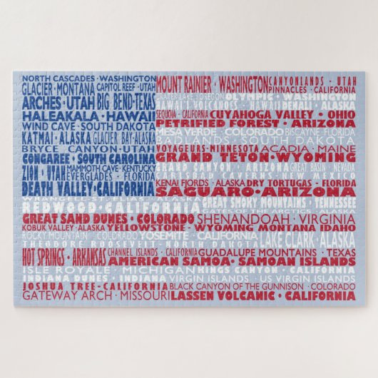 National Parks of America Flag Word Cloud Gift Legpuzzel (Horizontaal)