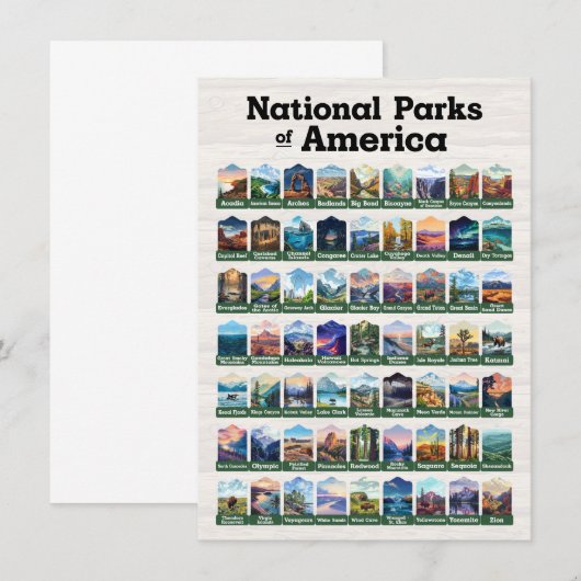 National Parks of United States of America Kaart (Voorkant / Achterkant)
