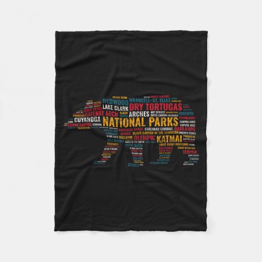 National Parks Usa Bear Hiking Camng Adventure Gif Fleece Deken (Voorkant)