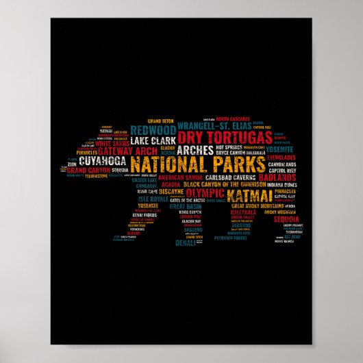 National Parks Usa Bear Hiking Camng Adventure Gif Poster (Voorkant)