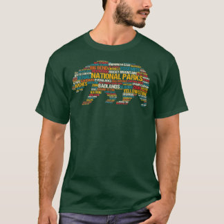 National Parks USA List Words Cloud Beer Camping H T-shirt