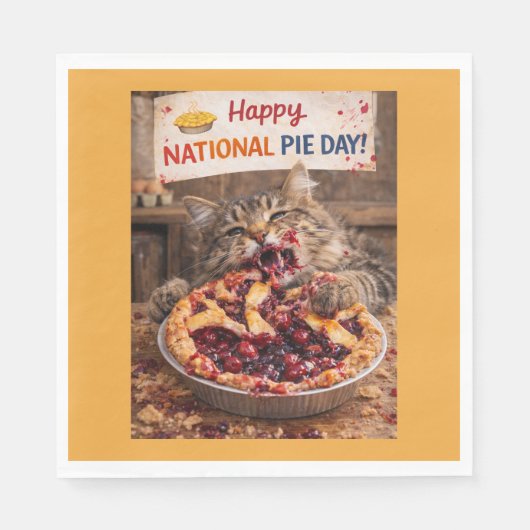 National Pie Day Cat Napkins Servet (Voorkant)