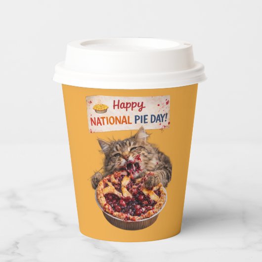 National Pie Day Cat Paper Cups Papieren Bekers (Voorkant)