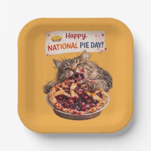 National Pie Day Cat Plates Papieren Bordje (Voorkant)