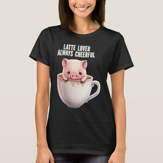 National Pig Day Latte Lover T-shirt (Voorkant)