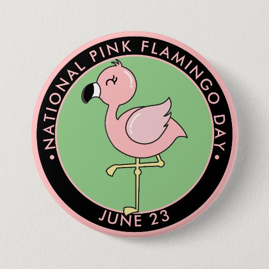 National Pink Flamingo Day, schattige cartoon flam Ronde Button 7,6 Cm (Voorkant)