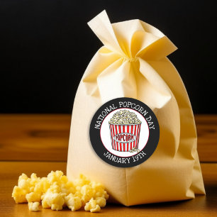 National Popcorn Day 19 januari Ronde Sticker