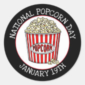 National Popcorn Day | 19 januari Ronde Sticker (Voorkant)