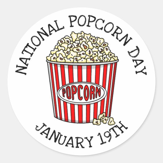 National Popcorn Day | 19 januari Ronde Sticker (Voorkant)