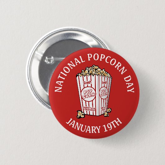 National Popcorn Day 19th Button (Voorkant /achterkant)
