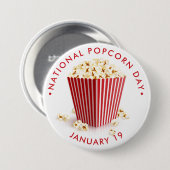 National Popcorn Day Ronde Button 7,6 Cm (Voorkant /achterkant)