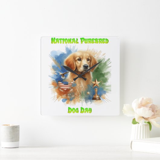National Purebred Dog Day Celebration kunstwerk Vierkante Klok (Huis)