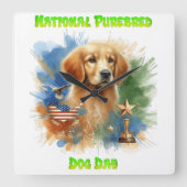 National Purebred Dog Day Celebration kunstwerk Vierkante Klok (Voorkant)