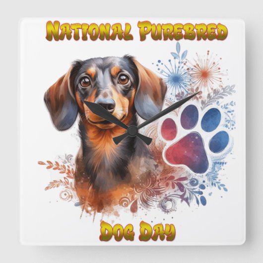 National Purebred Dog Day Celebration kunstwerk Vierkante Klok (Voorkant)
