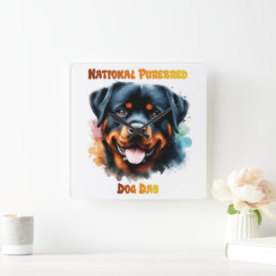 National Purebred Dog Day Rottweiler kunstwerk Vierkante Klok