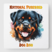 National Purebred Dog Day Rottweiler kunstwerk Vierkante Klok (Voorkant)