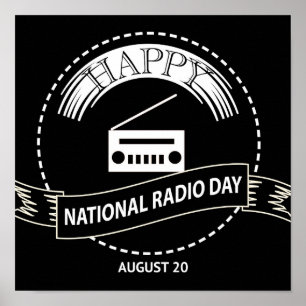 National Radio Day Sign en Badge Poster