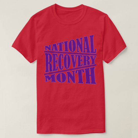 National Recovery Month Paarse typografie Crewneck T-shirt (Design voorkant)