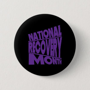 National Recovery Month Paarse Typografie Design Ronde Button 5,7 Cm