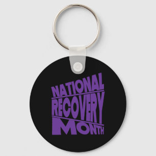 National Recovery Month Paarse Typografie Design Sleutelhanger