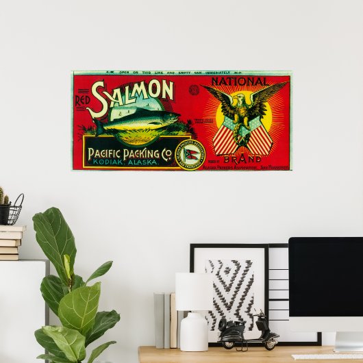 National Salmon Can LabelKodiak, AK Poster (Thuiskantoor)