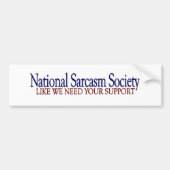 National Sarcasm Society Bumpersticker (Voorkant)