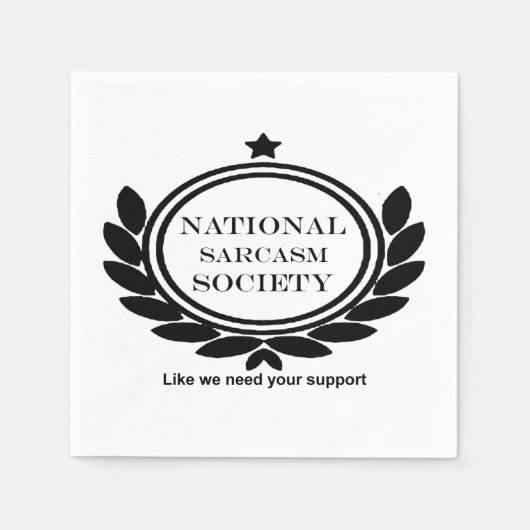 National Sarcasm Society Humor citeert sarcastisch Servet (Voorkant)