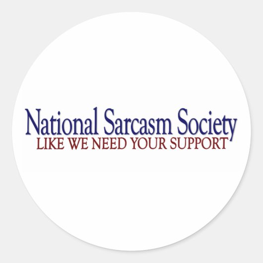 National Sarcasm Society Ronde Sticker (Voorkant)