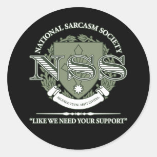 National Sarcasm Society Ronde Sticker