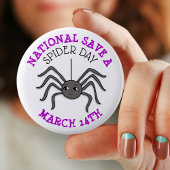 National Save a Spider Day 14 maart Ronde Button 5,7 Cm