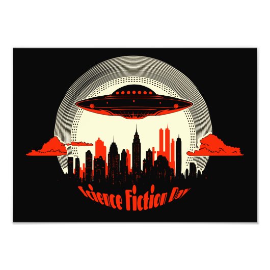 National Science Fiction Day UFO Foto Afdruk (Voorkant)