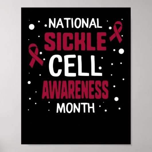 National Sickle Cell Awareness Month Burgundy Ribb Poster (Voorkant)